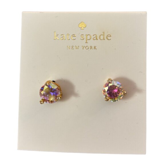Kate Spade Gold Iridescent Clear Rise and Shine Crystal Stud Earrings Multicolor - Picture 2 of 4